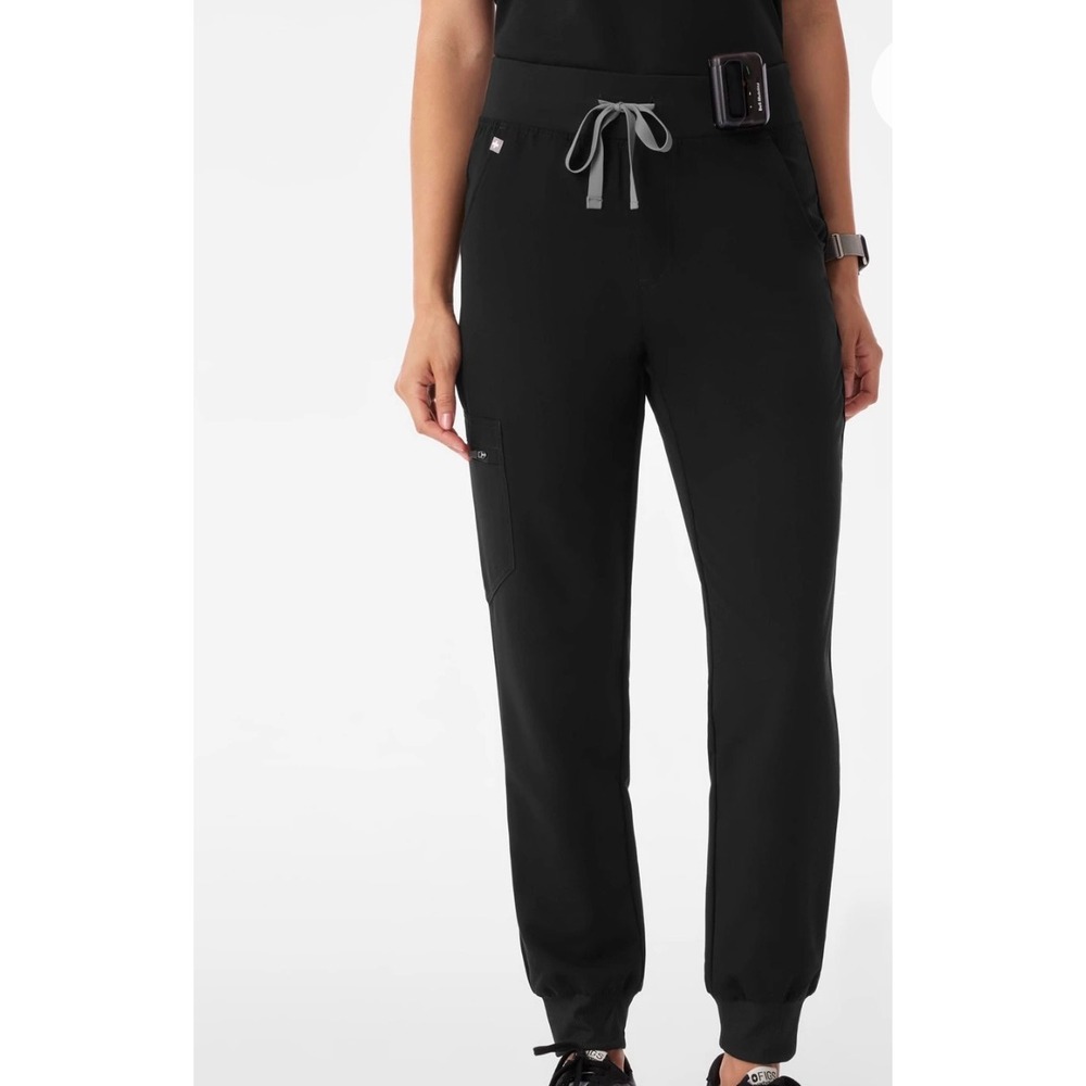 FIGS HW Zamora Jogger Scrub Pants Black High Waisted 1000207 Womens